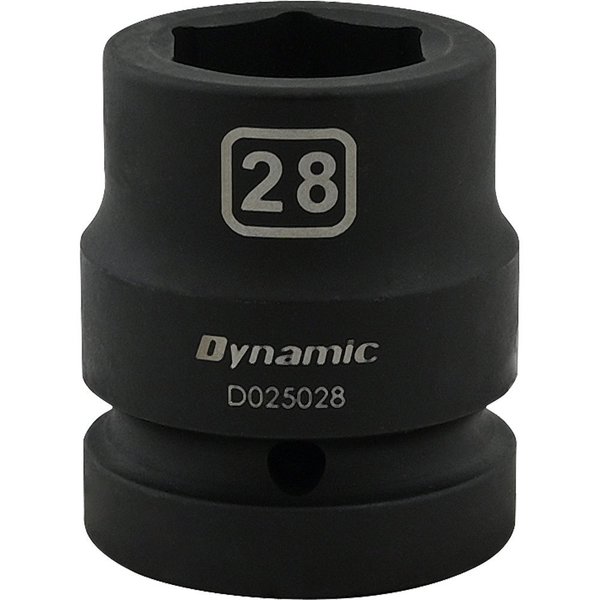 Dynamic Tools 28MM X 1" Drive, 6 Point Standard Length, Impact Socket D025028